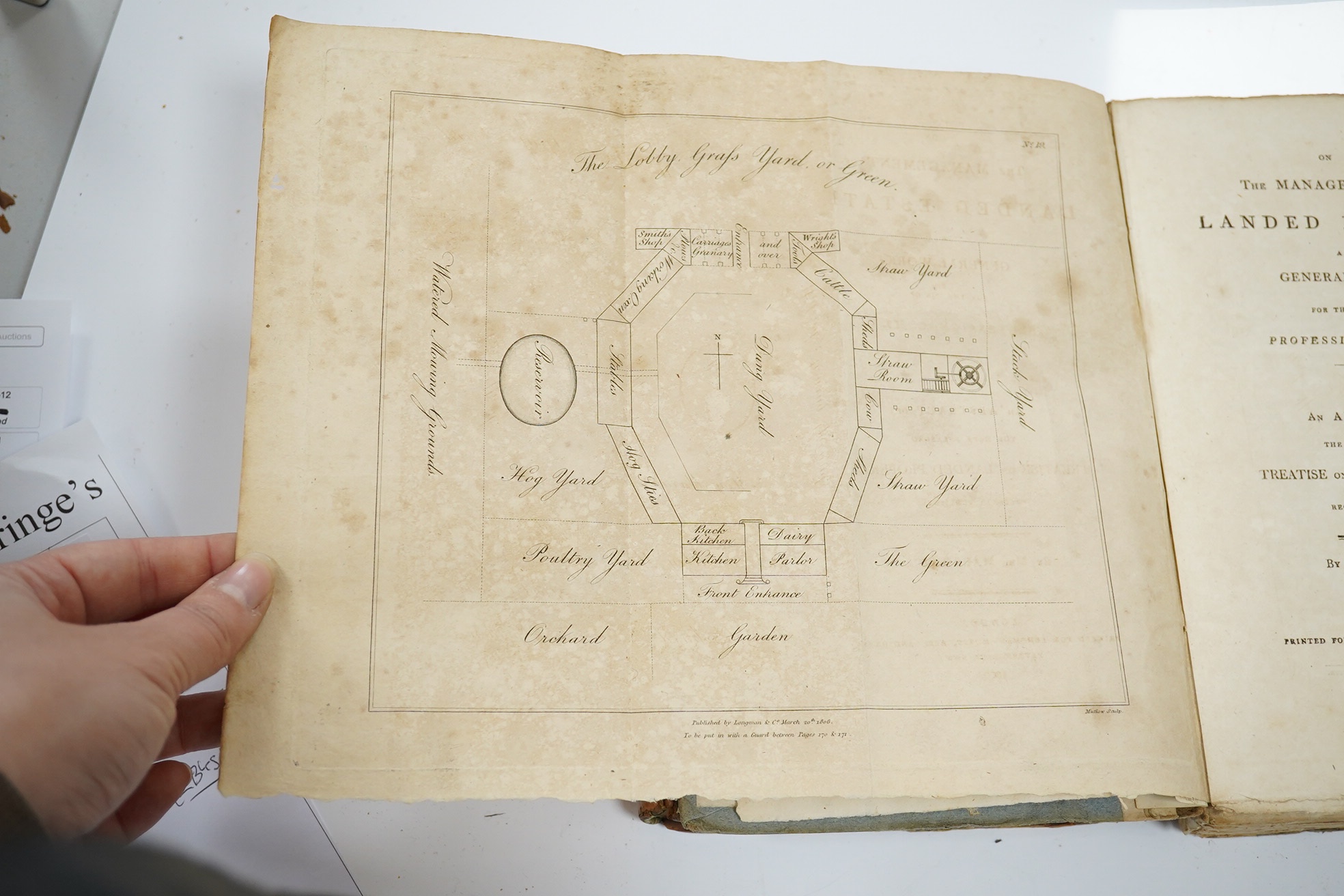 Marshall, William - The Management of Landed Estates....folded plan, engraved text illus.; original boards, uncut. 1806; [Marshall, William] A Review of the Landscape, a Didactic Poem: also of An Essay on the Picturesque